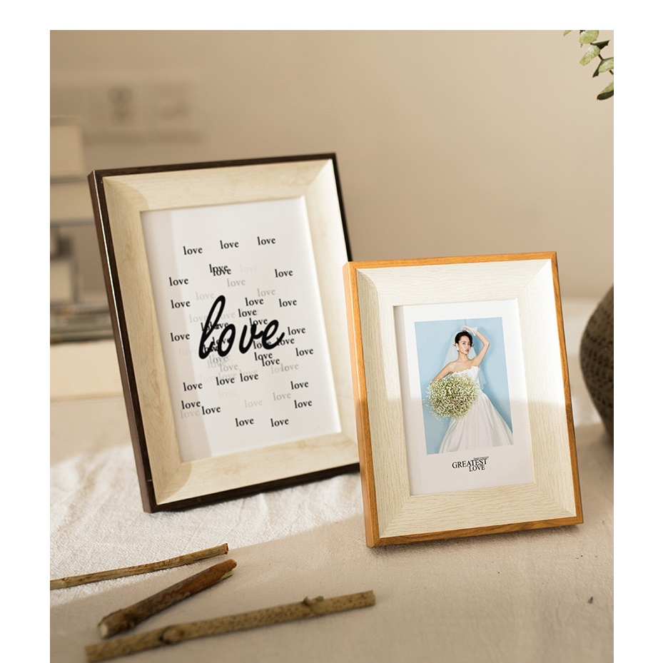 SG Stock Creative Thick Border Wooden Photo Frame 3R 4R 5R 6R 8R A4 Wedding Photo Display Desktop Frame Home Decoration