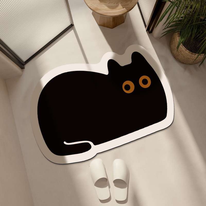 Black Cat door mat cat litter mat pad bathroom rug rubber Shopee