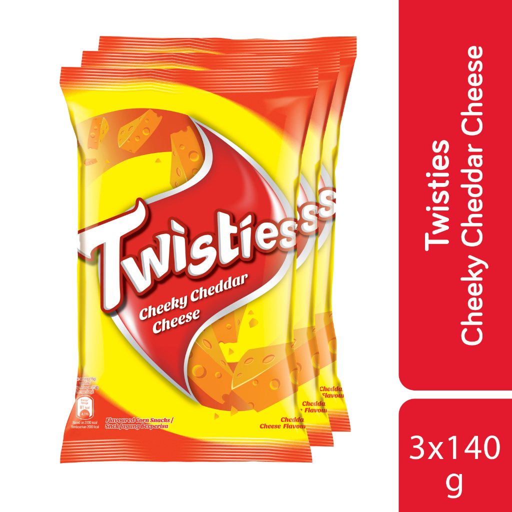 [Bundle of 3] Twisties Cheeky Cheddar Cheese 140g Crispy crunchy