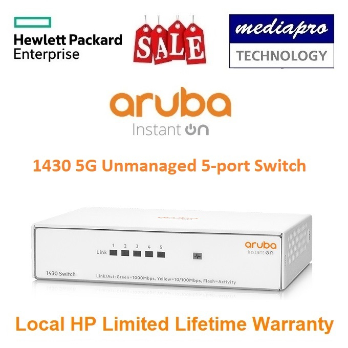 HP / HPE 1430 5G Aruba Instant On 5-port Gigabit Switch - R8R44A HP ...