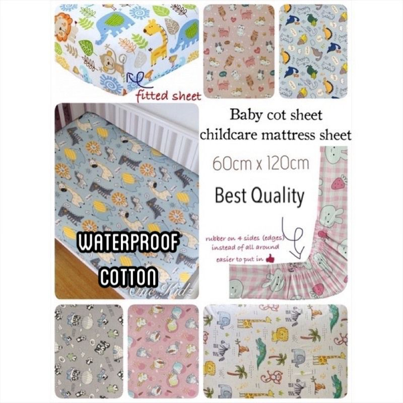 60cm x 120cm Waterproof Baby Cot Sheet, Baby comCot Bedsheet, Childcare ...