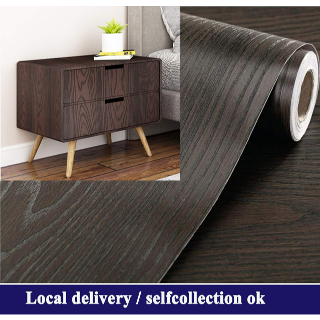 Self Adhesive Wood Grain Wallpaper Waterproof Old Furniture Vinyl
