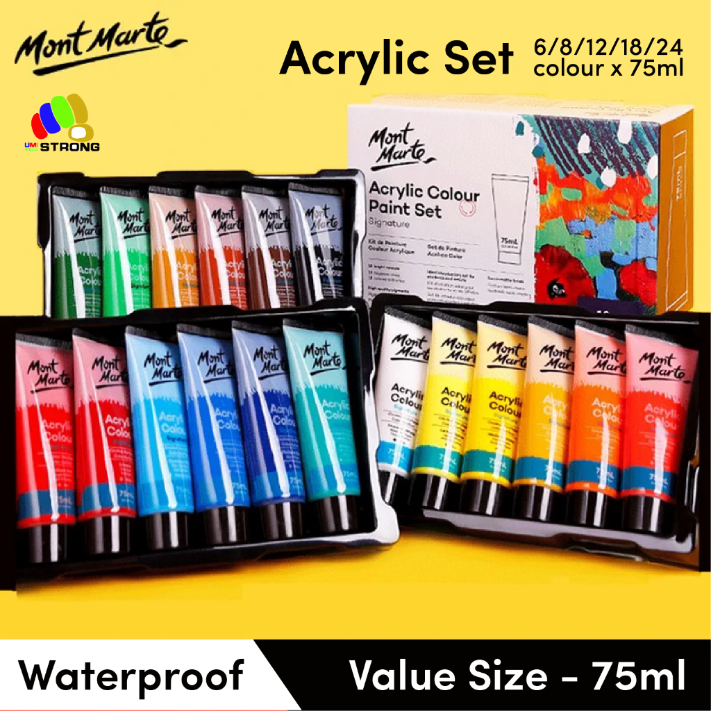Mont Marte Premium Metallic Acrylic Paint Set, 8 x 1.02oz (36ml) Tubes, 8  Colors