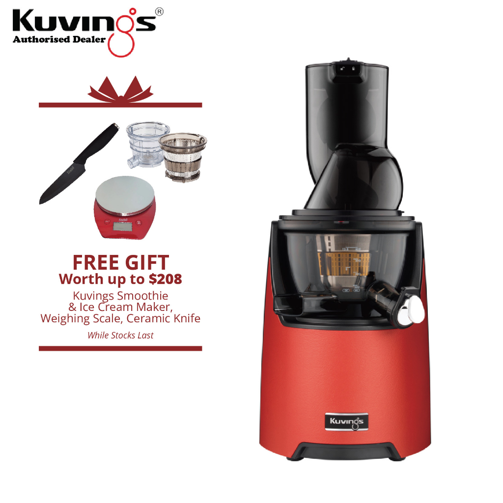 Kuvings Whole Slow Juicer EVO820 (Red) with Free Gifts (3FOCWK) Shopee Singapore