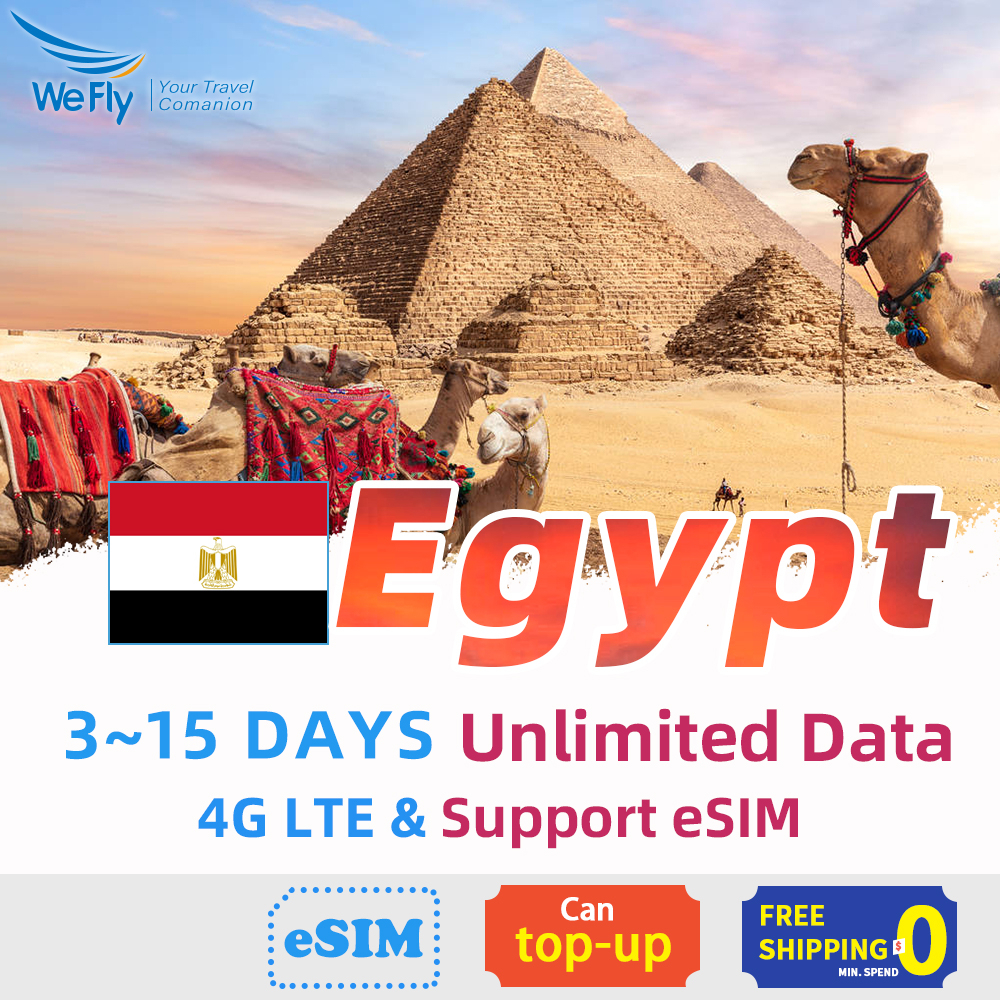 Wefly Egypt Sim Card 3-15 Days Unlimited Data 4G High speed Support ...