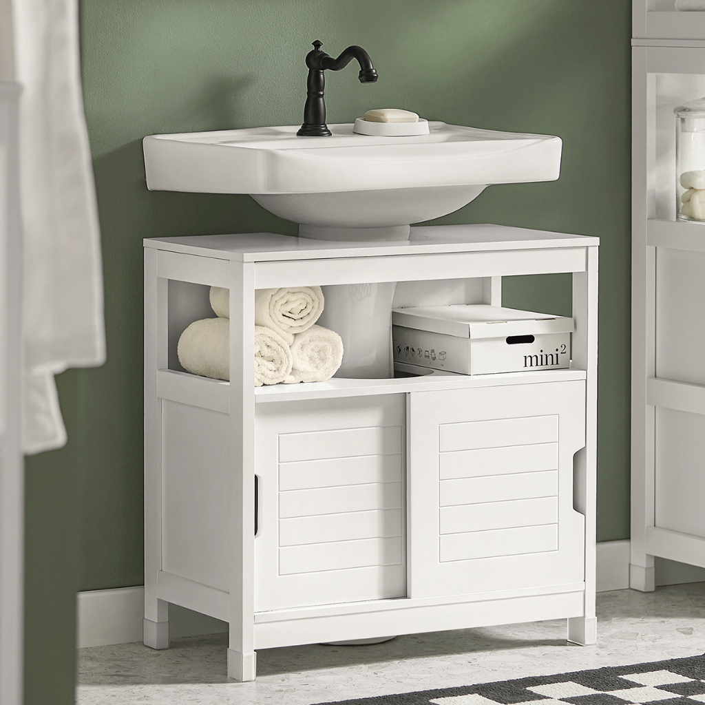 SG STOCK SoBuy FRG128 II W White Basin BTO Cabinet Under Sink Bathroom Storage Cabinet with Sliding Door White Shopee Singapore