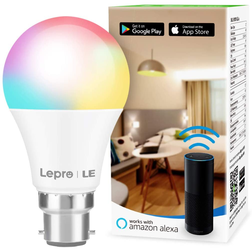 (NO BOX) Lepro Alexa Smart Bulb Bayonet, App or Voice Control, B22 ...