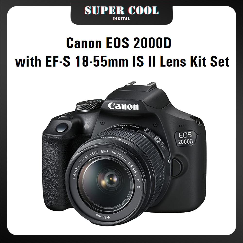 Canon EOS 2000D DSLR Camera and EFS 1855 mm f/3.55.6 IS II Lens Kit