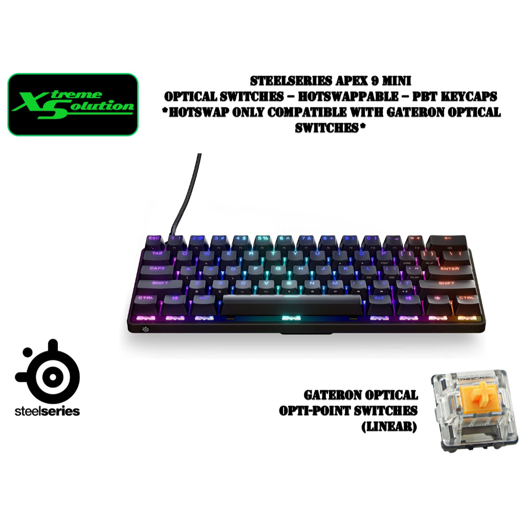Steelseries APEX 9 Mini Wired Optical Switches Hotswappable PBT Keycaps Shopee Singapore