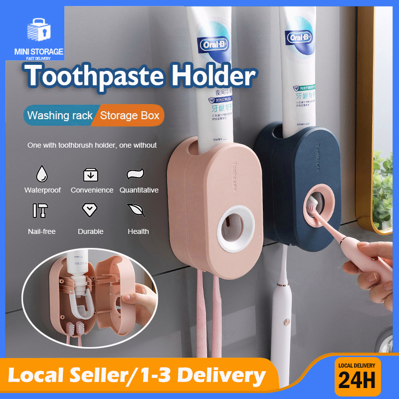 Automatic Toothpaste Squeezer Dispenser Toothbrush Holder Wall Mount ...