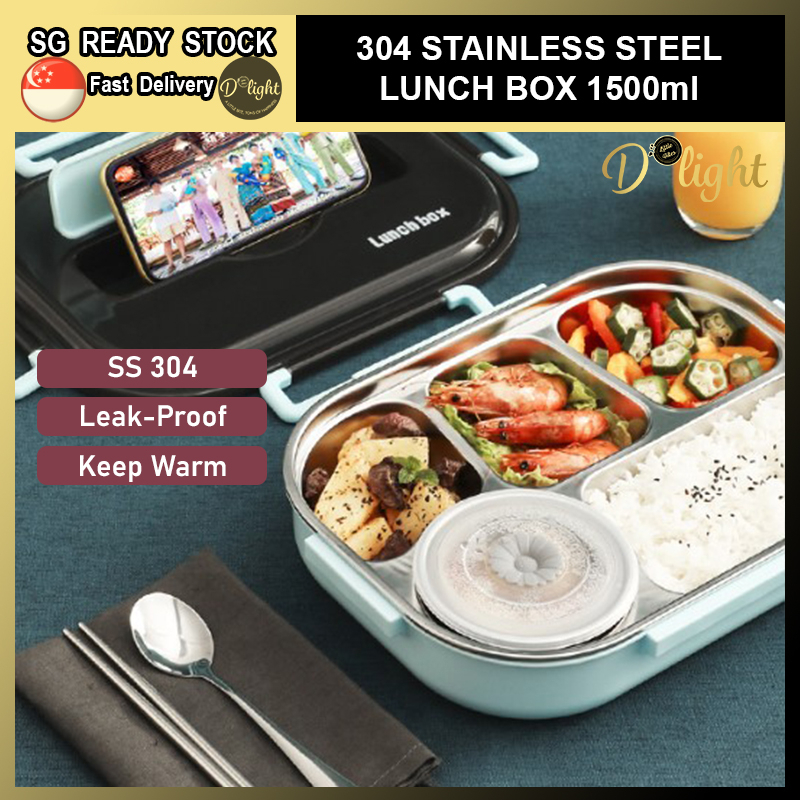 Stainless Steel 304 Bento Box with Soup Bowl and Cutlery Thermos ...