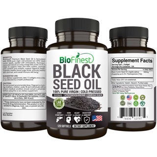 Biofinest Black Seed Oil 500mg Supplement - Omega 3 6 9 Thymoquinone ...