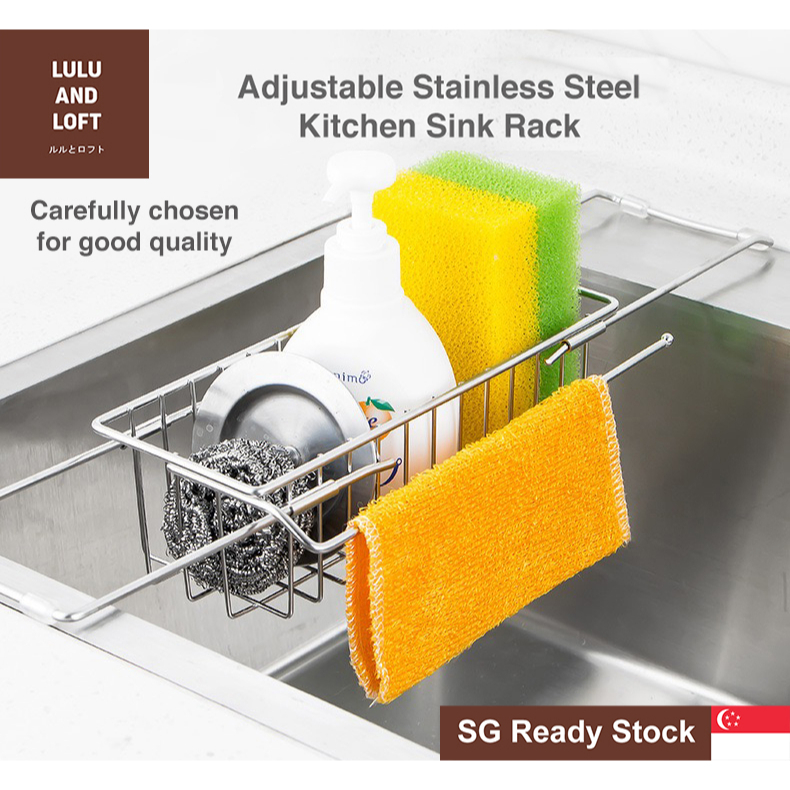 Japanese Style Adjustable Stainless Steel Kitchen Sink Rack Sponge ...