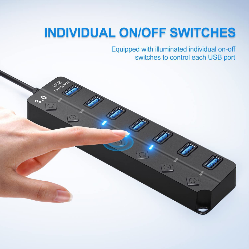 USB 3.0 4-Ports / 7-Ports HUB with switch+LED Hub | Shopee Singapore