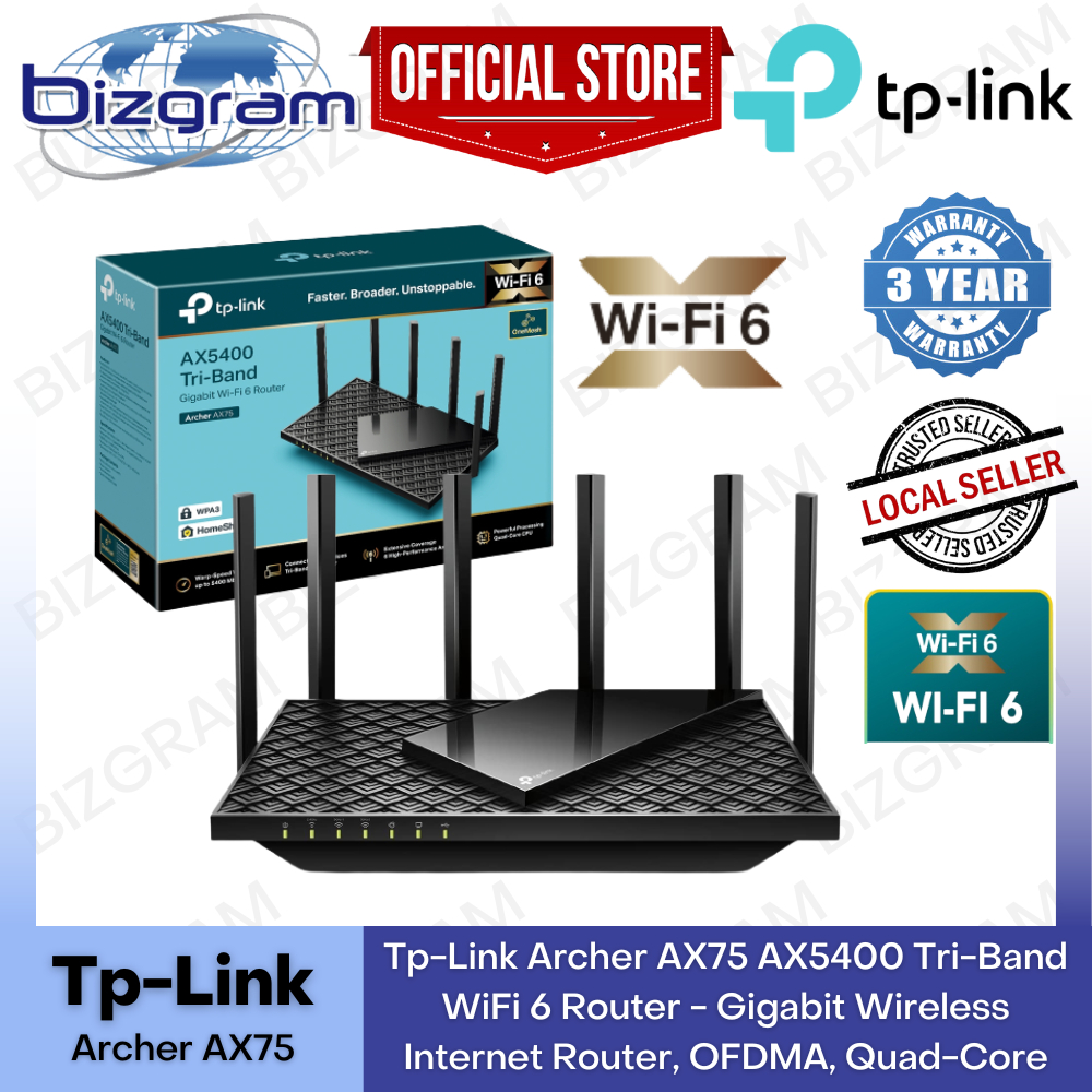 Tp Link Archer Ax75 Ax5400 Tri Band Wifi 6 Router Gigabit Wireless Internet Router Ofdma 3486