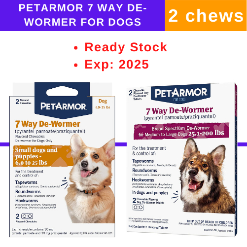 PetArmor 7 Way DeWormer for Dogs (2 chews) Shopee Singapore