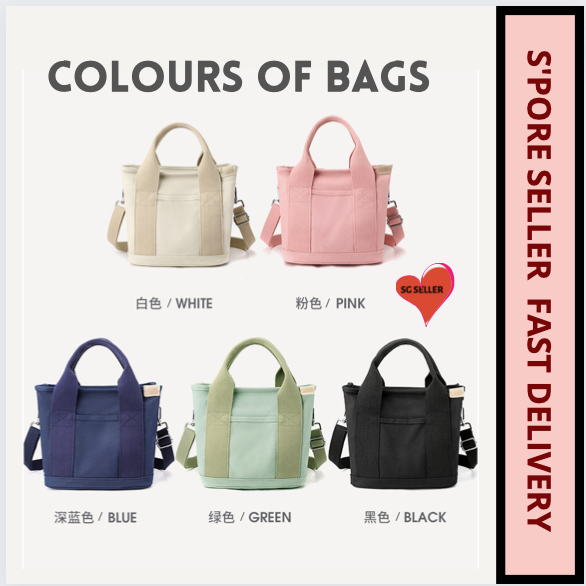 Ladies Canvas Crossbody & Shoulder Small Lunch Carry Bag Tote Bag Japanese Korean Fashion (Spore Seller)