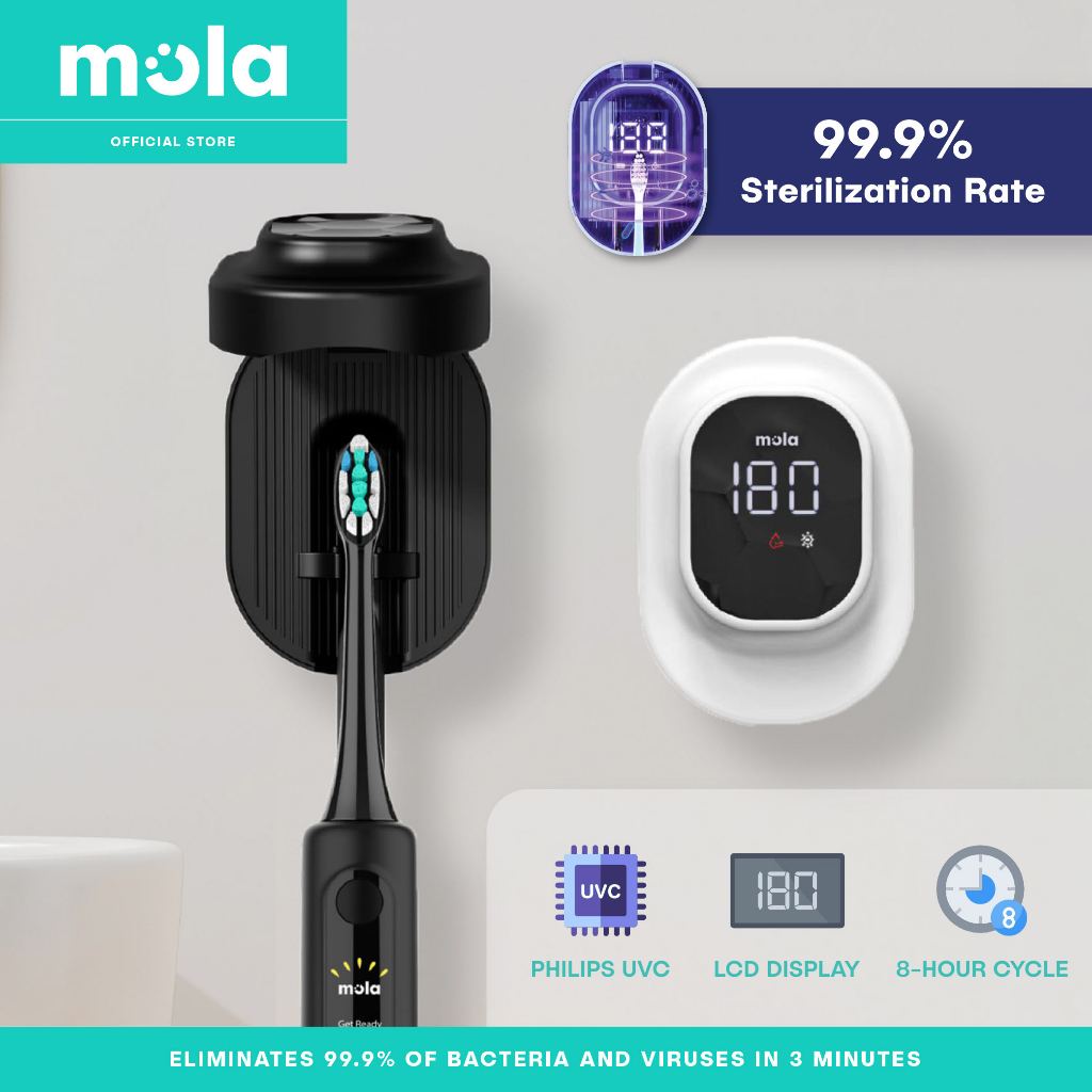 Mola UV Toothbrush Sanitizer Kills 99.9 Bacteria and Viruses Wall
