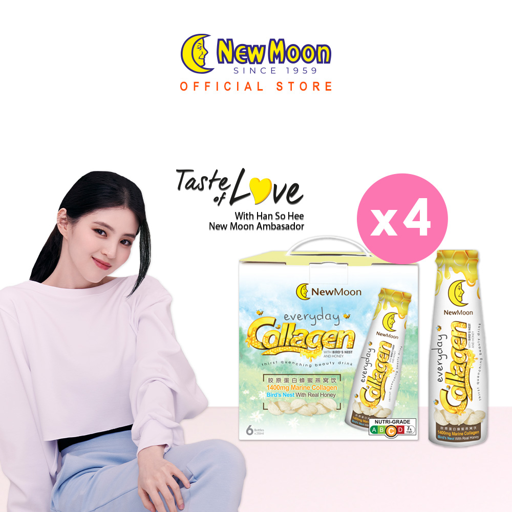 [Bundle of 4] New Moon Everyday Collagen with Bird Nest and Honey - 250ml x 6 bottles