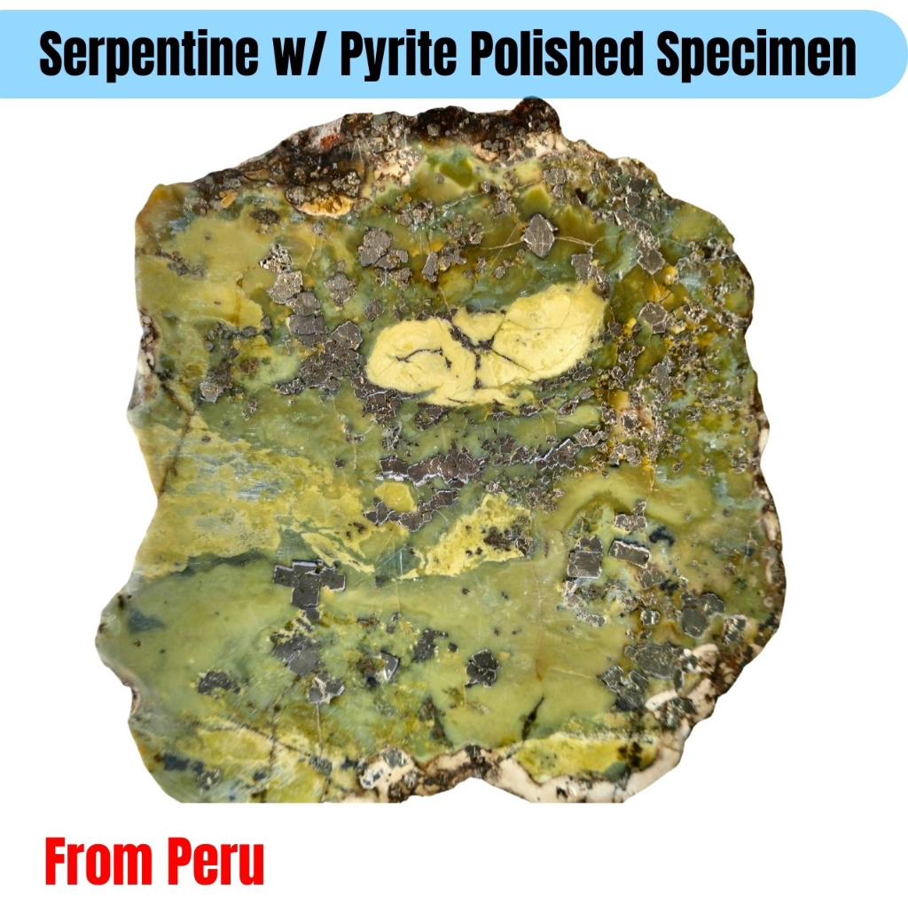 Serpentine Lime Green Serpentine with Pyrite Inclusions from Peru ...