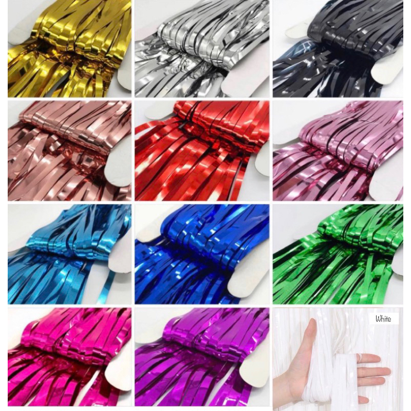 Metallic Tinsel Backdrop Foil Fringe Curtain / Photo Booth Happy