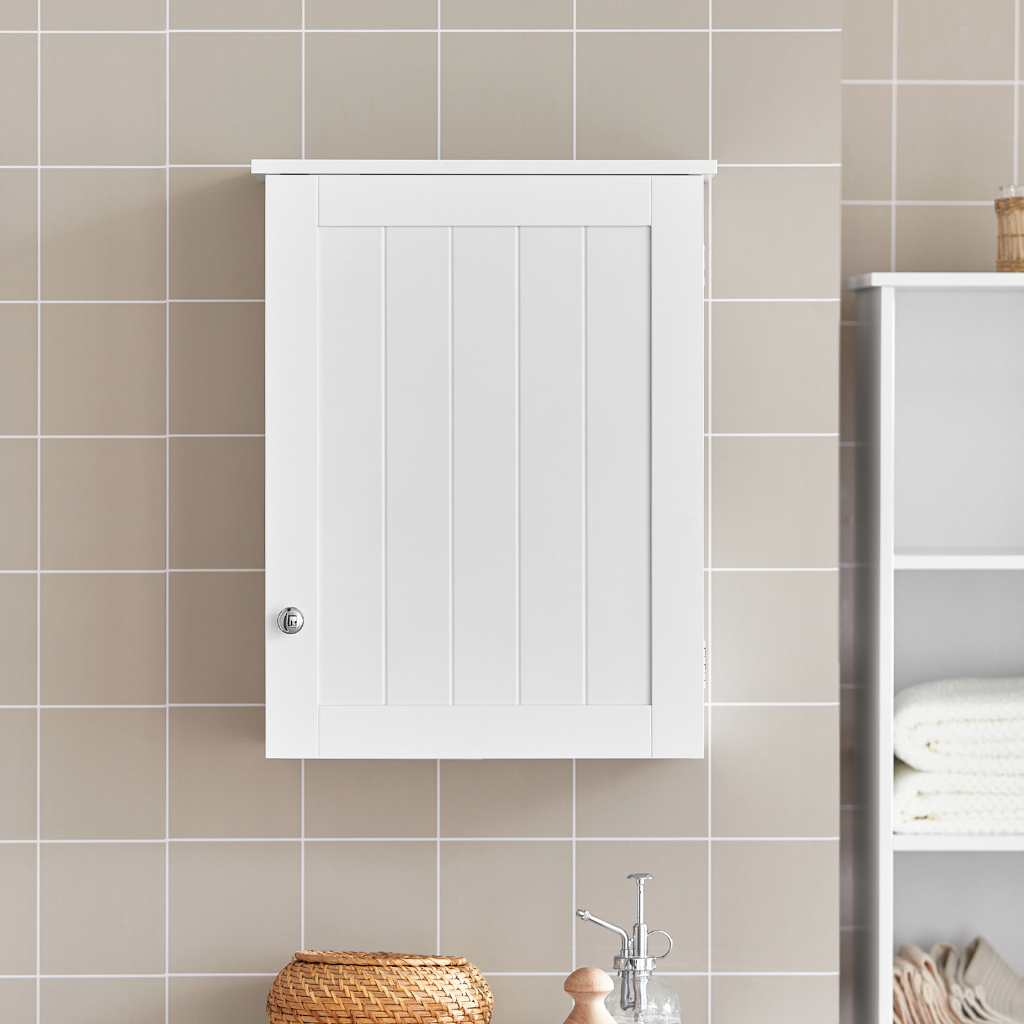 （SG STOCK) SoBuy® BZR19-W,White Wall Mounted Single Door Bathroom Cabinet | Shopee Singapore