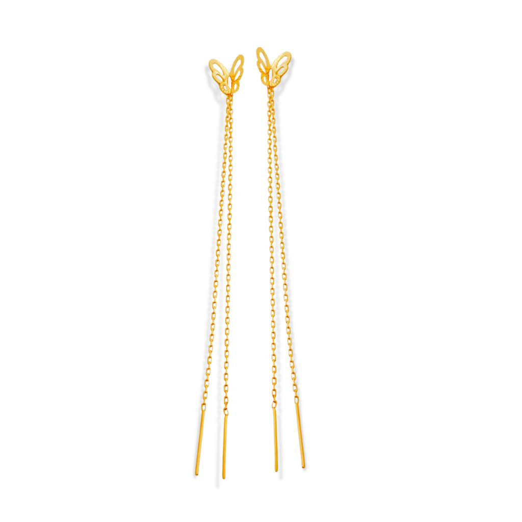 Top Cash Jewellery 916 Gold Butterfly Tassel Earrings