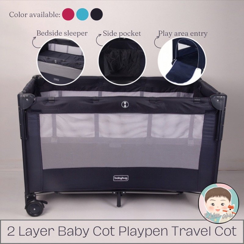 2 Layer Cosleeper Baby Cot Playpen Travel Cot Multifunctional Portable