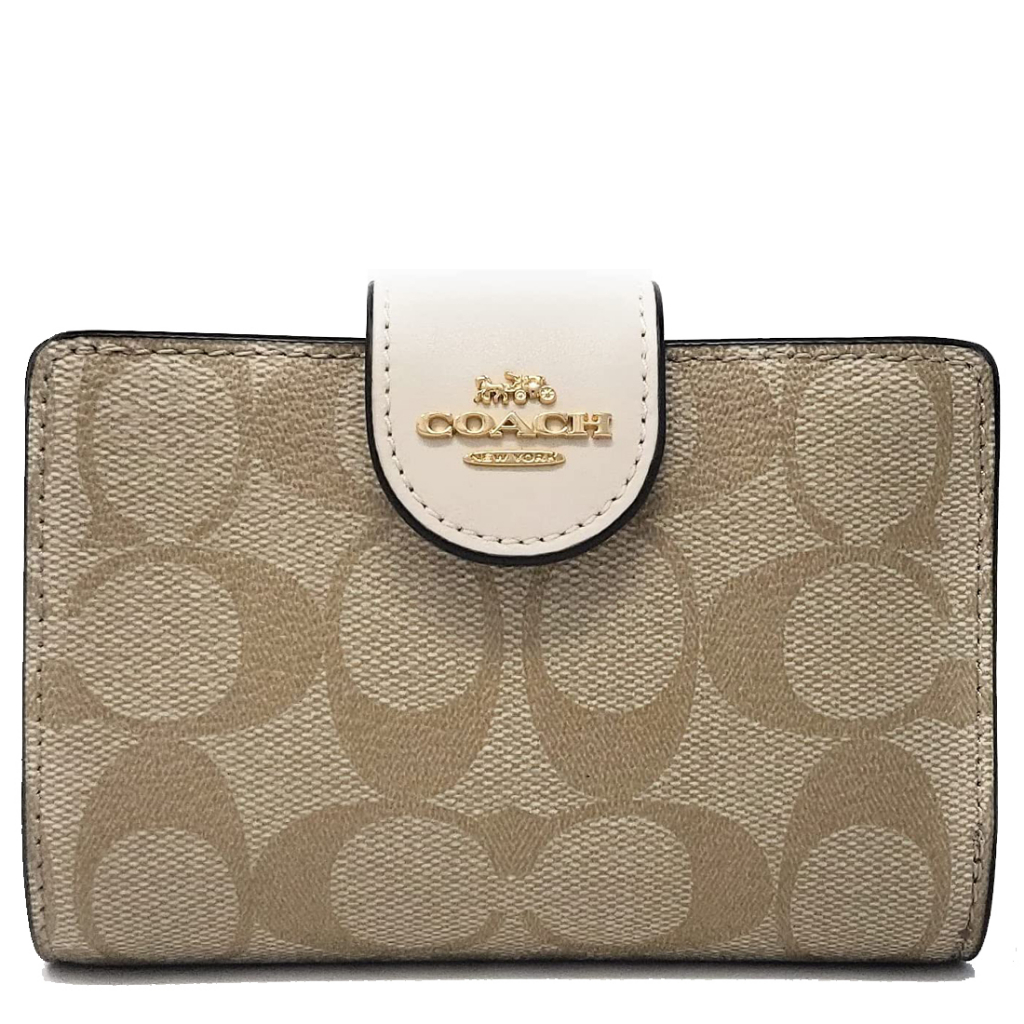 Coach Medium Corner Zip Wallet in Signature Canvas in Light Khaki ...