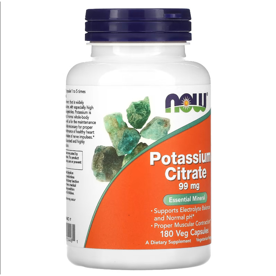 [sg seller]NOW Foods, Potassium Citrate, 99 mg, 180 Veg Capsules