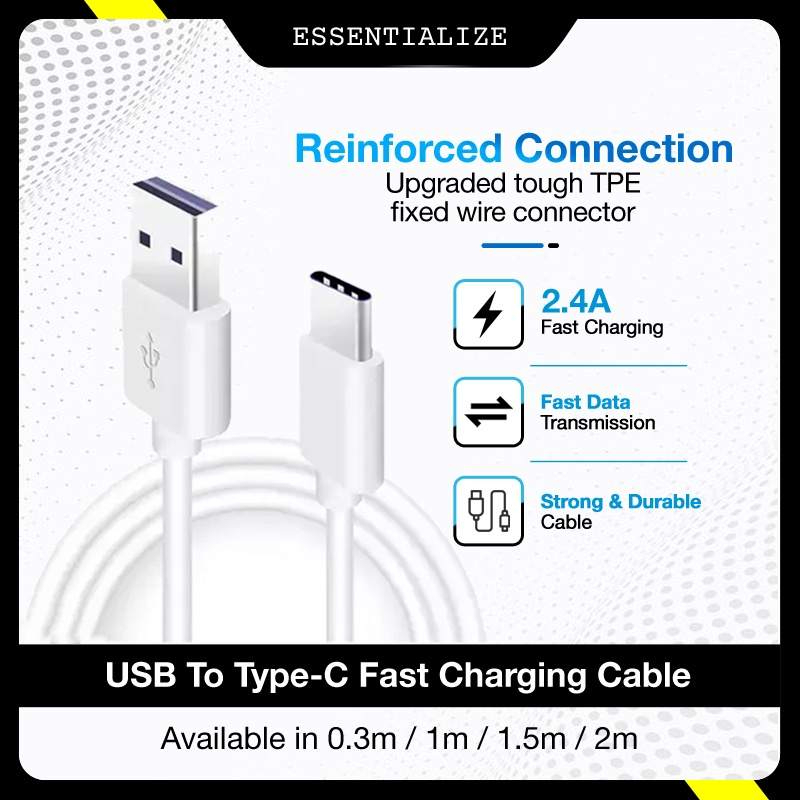 TypeC Cable Length Type C USB Charging Cable 2.4A USB Data Cable Support QC & Data Transmission