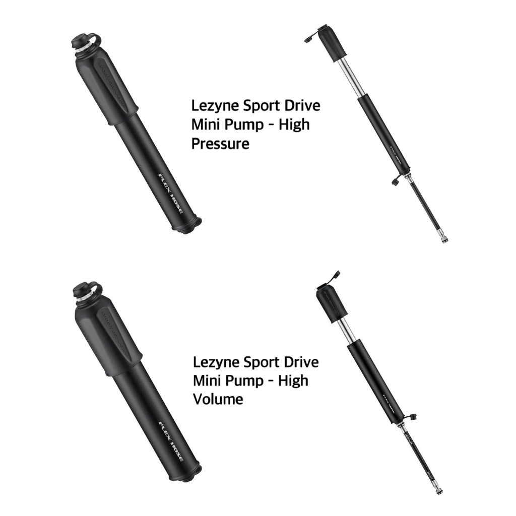 Lezyne Sport Drive Mini Pump High Pressure HP High Volume HV Presta ...