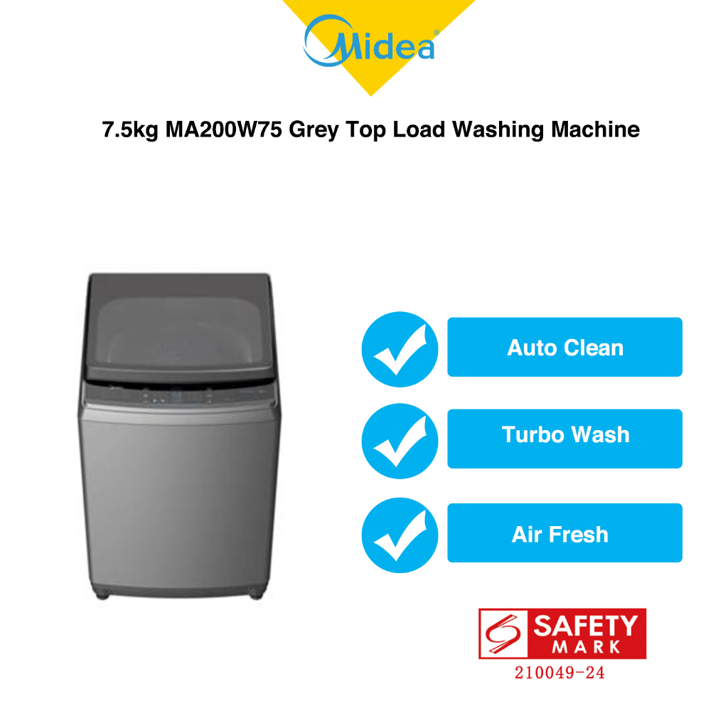Midea MA200W75 7.5KG Grey Top Load Washing Machine Water Efficiency 3
