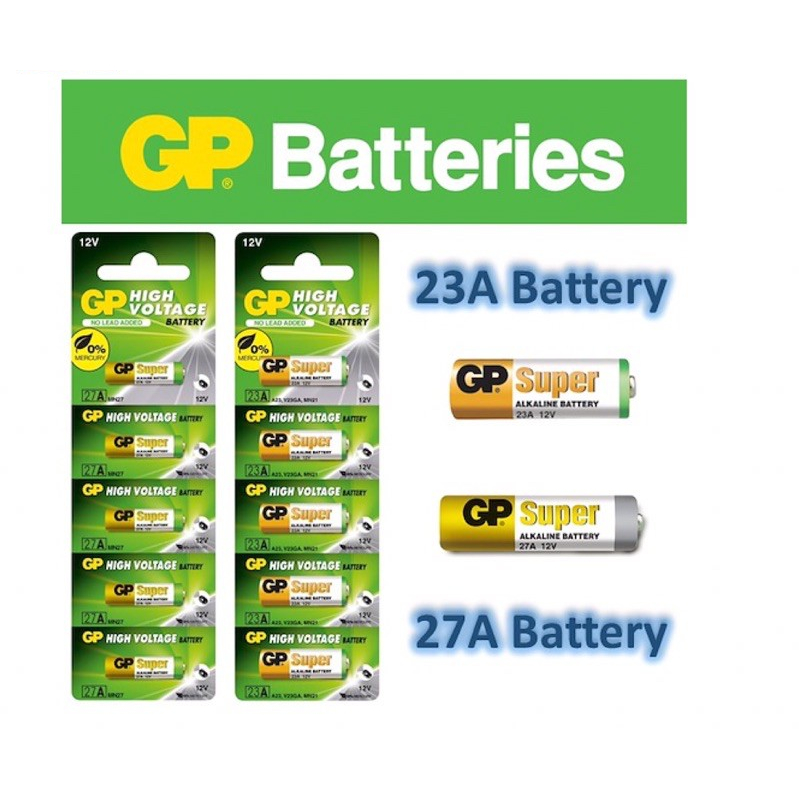 GP 23A /27A (12V) High Voltage Alkaline battery ( 5Pcs Pack) | Shopee ...