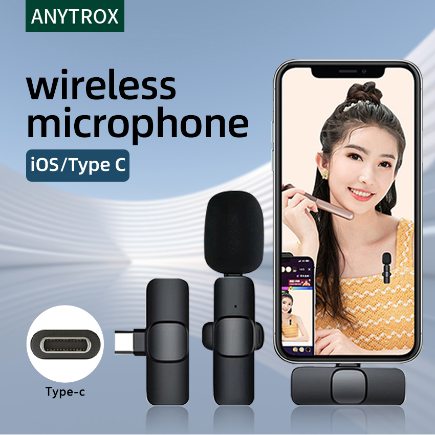 Anytrox wireless Lavalier microphone,Bluetooth wireless Lapel Mic