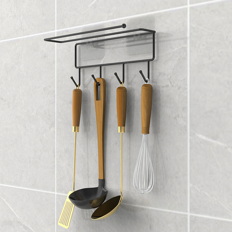 Kitchen Roll or Towel Holder With 4 HooksRoll Paper Bathroom