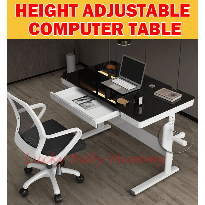 Hand Crank Free Lift Height Adjustable Computer Table for Office Manual