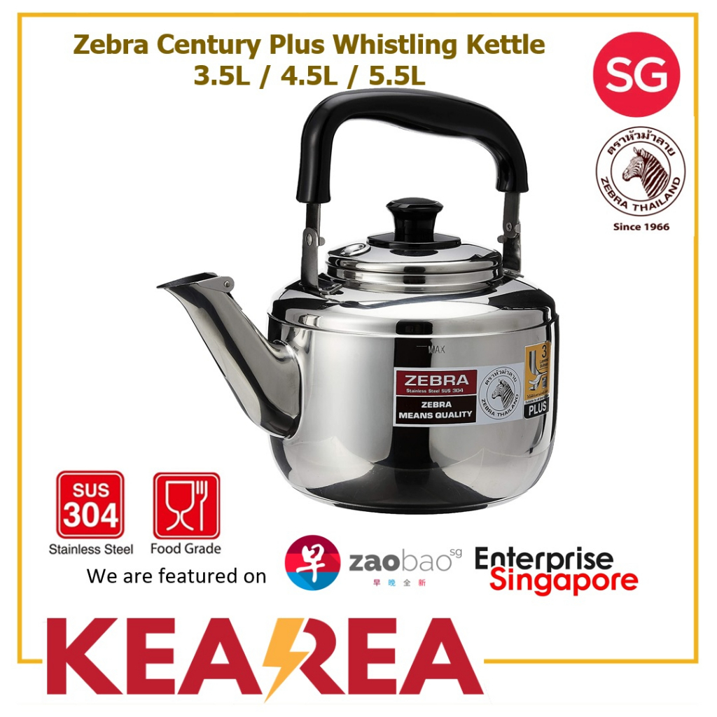 Zebra Century Plus Stainless Steel Whistling Kettle 3L / 4.5L / 5.5L
