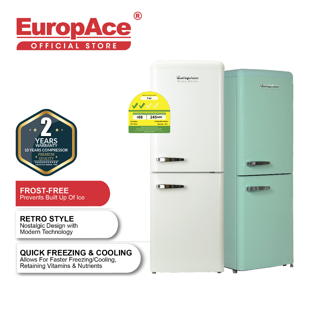 EuropAce Retro 2Door Refrigerator ER 7178A Shopee Singapore