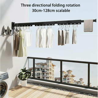 Retractable Cloth Drying Rack Folding Clothes Hanger Wall Mount