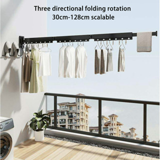 Folding Clothes Hanger Wall Mount Retractable Cloth Drying Rack Indoor &  Outdoor Space Saving Aluminum Home Laundry Clothesline