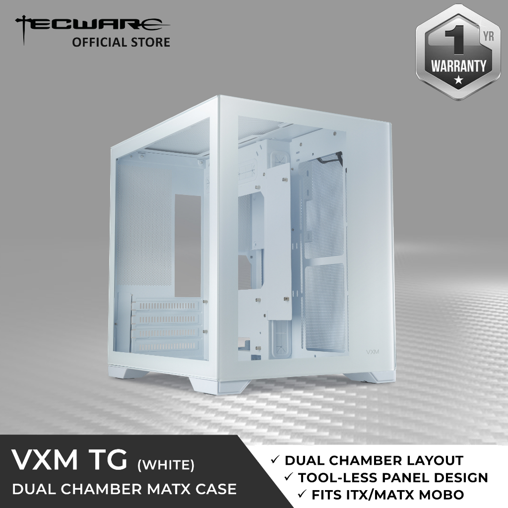 Tecware VXM TG / EVO / Mesh Dual Chamber MATX Case, Tool-less Panel ...