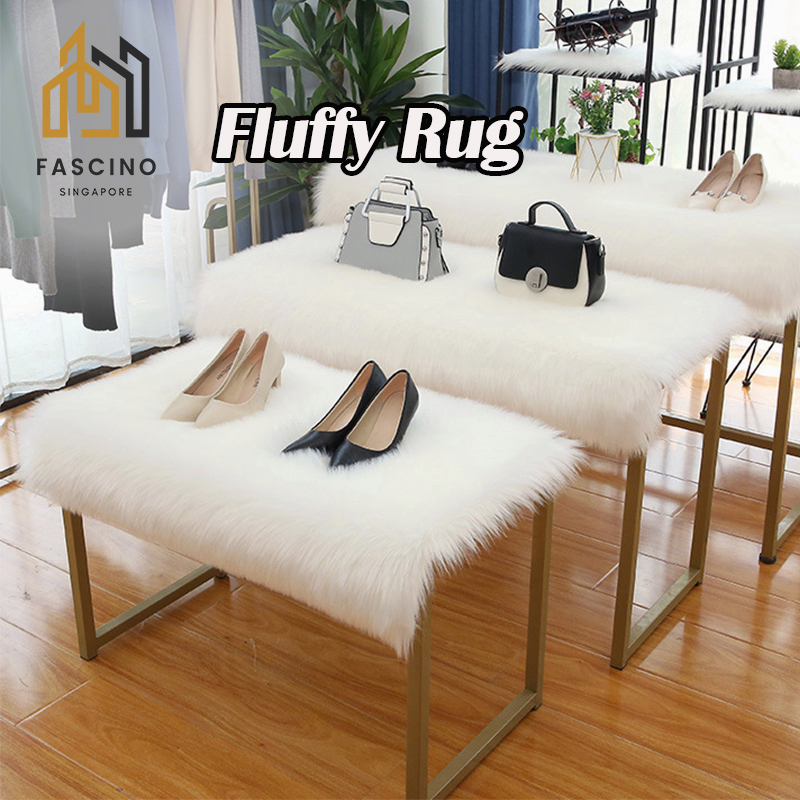 【SG】Soft Fluffy Rug Bedside Fur Carpet Anti Slip Floor Mat Sofa Side ...
