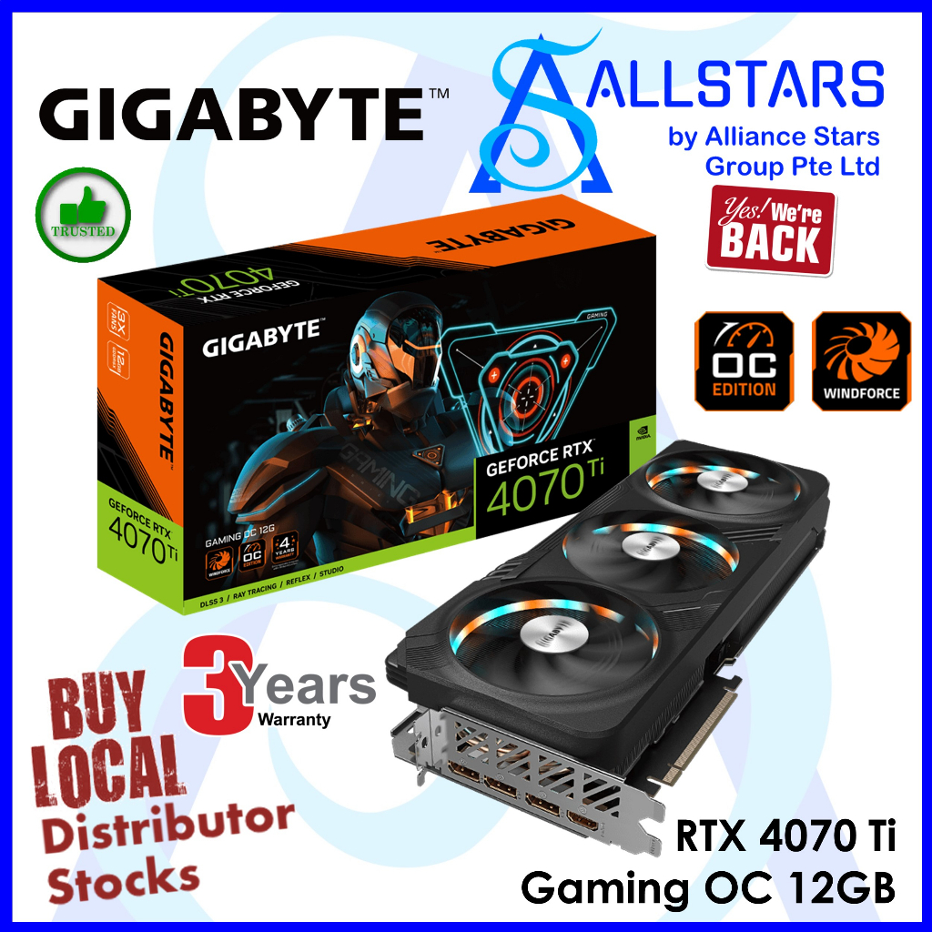 Gigabyte RTX 4070 Ti Gaming OC 12GB PCI-Express x16 Gaming Graphics ...