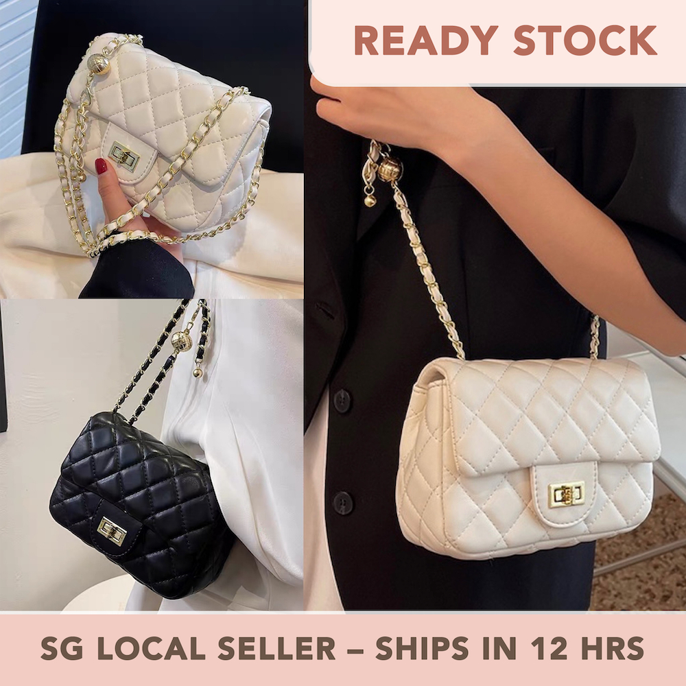 SG SELLER Small Rectangle Quilted Chain Crossbody Flap Bag / Shoulder