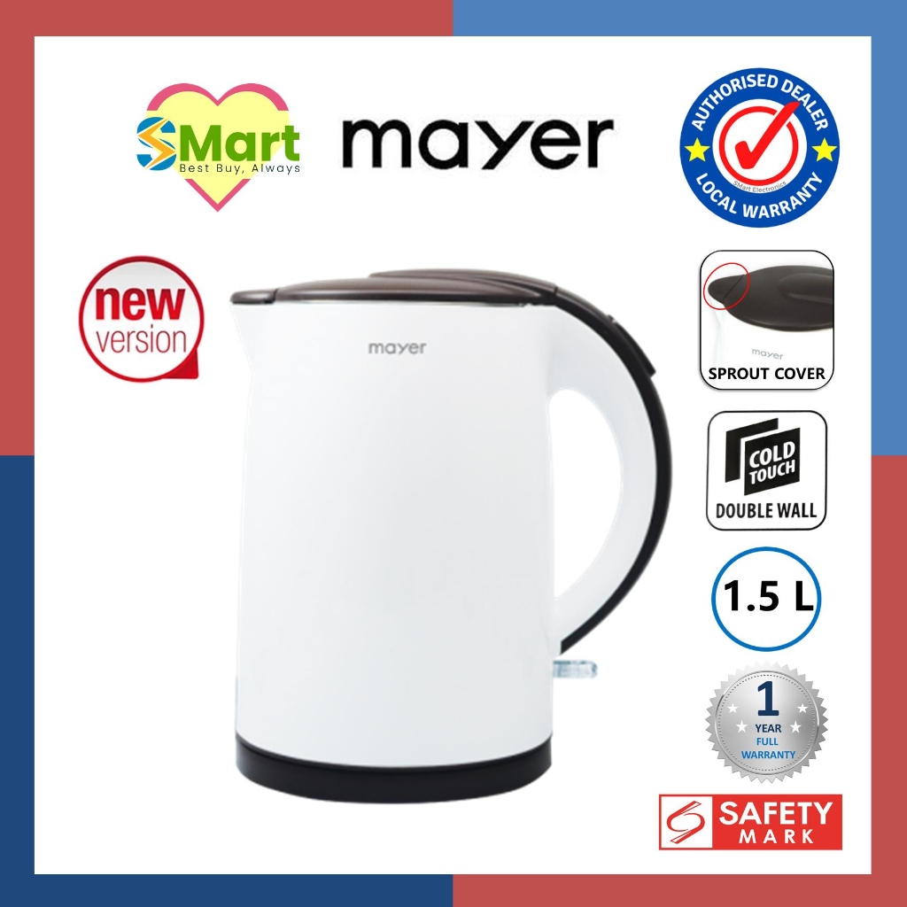 Mayer 1.5L Double Wall Stainless Steel Cordless Jug Kettle [MMEK15DW