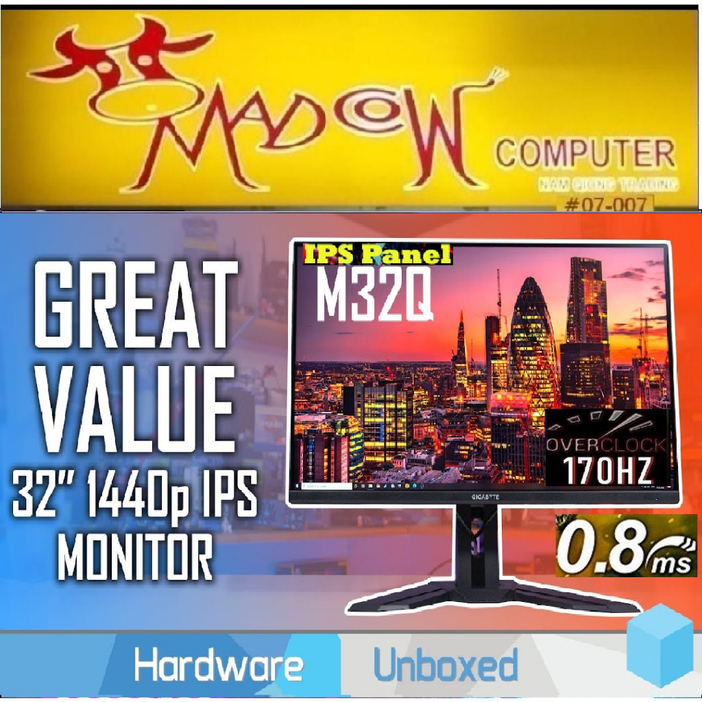 Gigabyte M32Q 0.08ms Gaming Monitor 32" IPS 2560 x 1440 (QHD) 165HZ ...