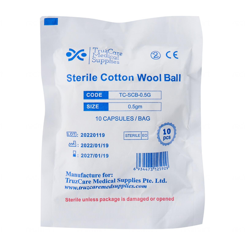 TruzCare Cotton Balls Sterile 0.5g,50/250pcs cleaning wounds, hygienic