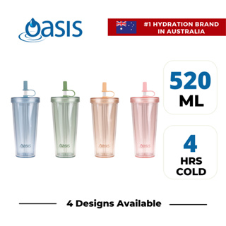 Oasis Insulated Smoothie Tumbler w/ Straw 500ml Soft Pink