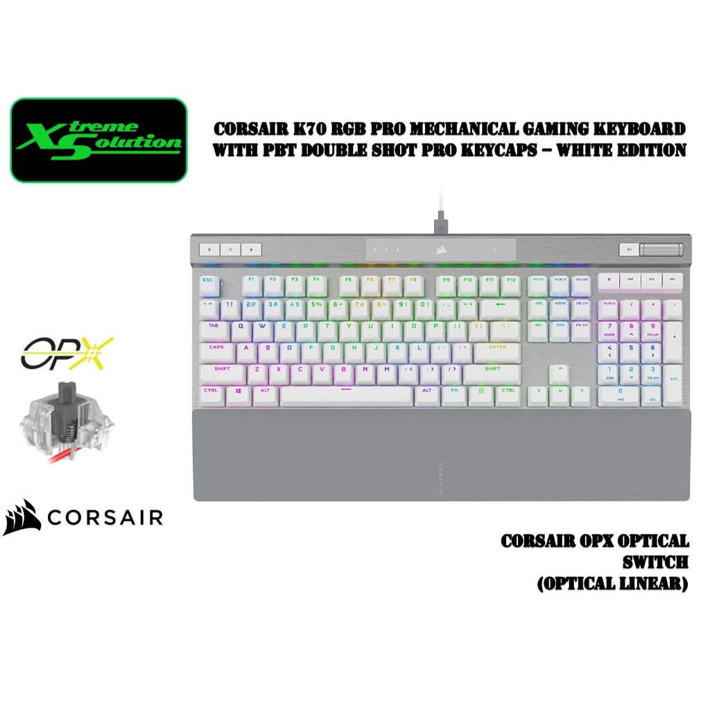 Corsair K70 Rgb Pro White Edition Wired Pro Mechanical Gaming